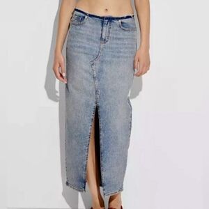 NWOT Wild Fable Low-Rise Denim Front Slit Maxi Skirt
